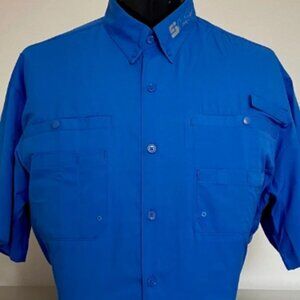 CS Short Sleeve Button Down Performance Fishing Shirt - Vivid Blue